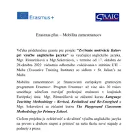 Erasmus plus – Mobilita zamestnancov